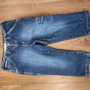 Vintage Hydraulic Cargo Jeans Capri Y2K Casual Skater Grunge Denim size 9/10